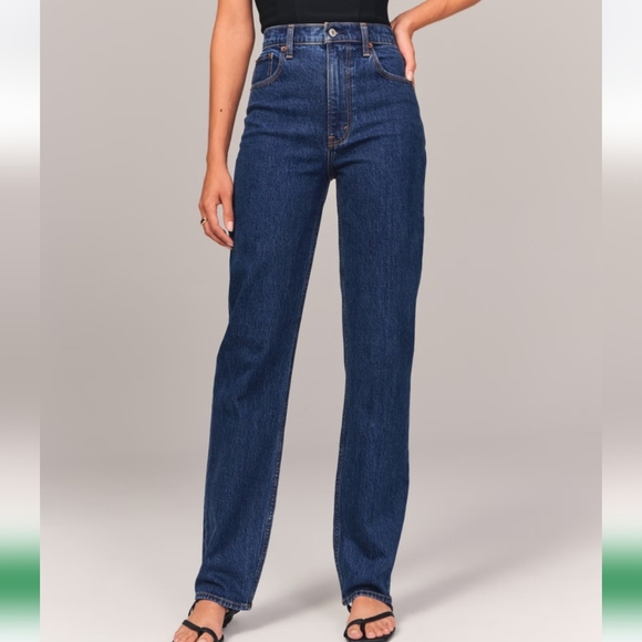Abercrombie & Fitch The 90s Straight Ultra High Rise Jeans 33 16R Dark Wash - Picture 1 of 7